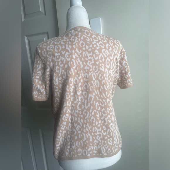 Ann Taylor Leopard Print Crewneck Cotton Top - Picture 2 of 4